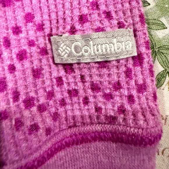 Columbia Pink Purple Waffle Knit Thermal Top Long Sleeve Shirt Medium - Picture 6 of 7